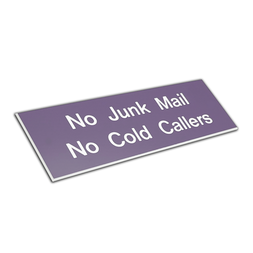 Engraved No Junk Mail No Cold Callers Sign